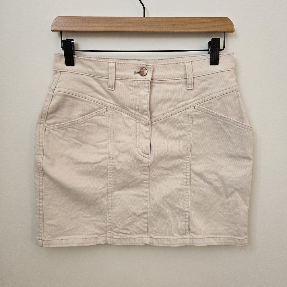 Wilfred‎ Free Aritzia Beige Mini Denim Skirt Size 6 Stretch Cotton Utility Skirt